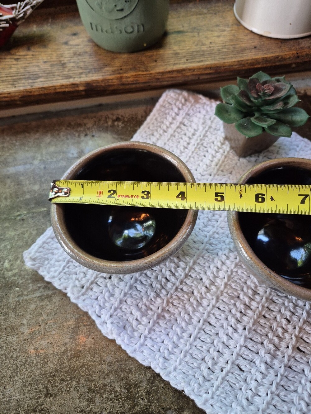 2pc. Vintage 1987 Rowe Pottery Works Blue Salt-Glazed Small Stoneware Bowls 4.5" - Picture 9 of 12